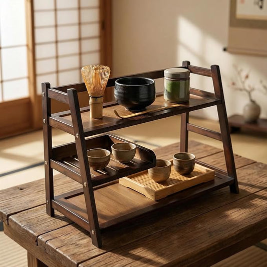 3 Tier Bamboo Matcha Station, coffee station organizer Shelf | for Kitchen Countertop, Tea Bar - Matcha Powder, Tools & Cup Organizer for Matcha Lovers, Home Baristas. by Lnncdsc