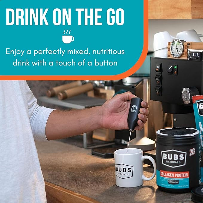 BUBS Naturals Mix Wand MCT Oil Powder, Handheld Milk Frother, For Lattes, Coffee, Cappuccino, Frappes, Hot Chocolate Blender, Portable