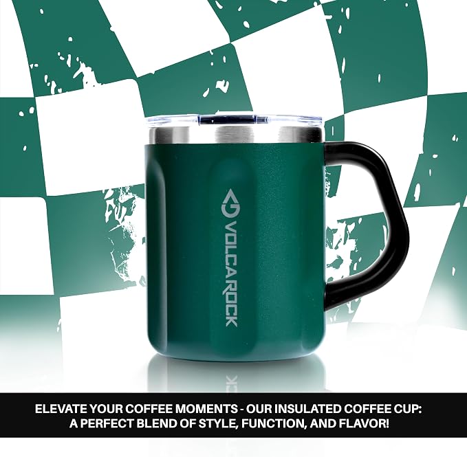 16 Oz Coffee Mug with Handle and Lid, BPA Free Coffee Cup, Keep Cold 6 Hours and Keep Warm 5 Hours, Great Tea Mug for Home Offie and Outdoor Use (Deep Green) - Image 2