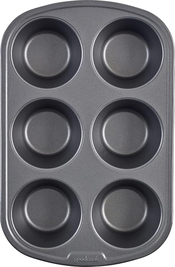 GoodCook Everyday Nonstick Steel Jumbo Texas Muffin Pan,6-cup,Gray,(Pack of 12) by GoodCook