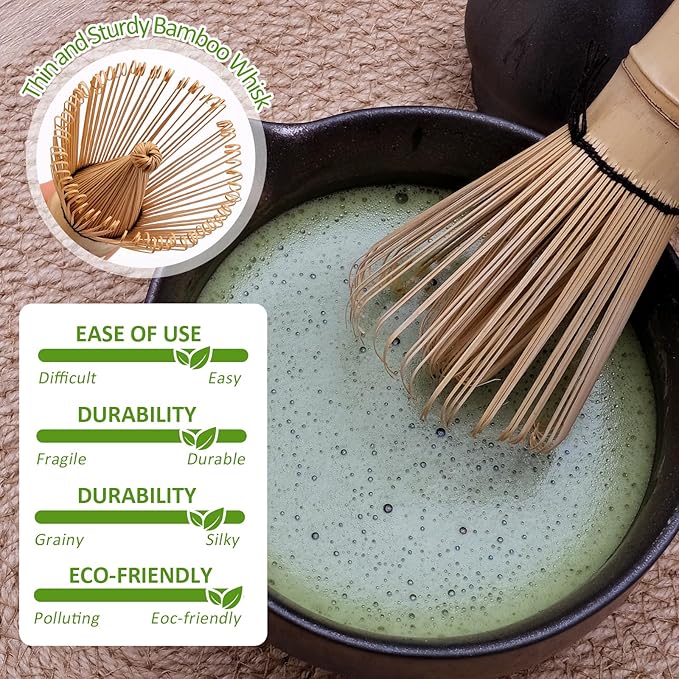 Joyscale Matcha Whisk Set, Matcha Set Whisk And Bowl, 8 Pcs Matcha Kit Set(Retro Design), 16 OZ, Japanese Matcha Tea Set, Matcha Making Kit Gifts for Tea Lovers(Bronze)