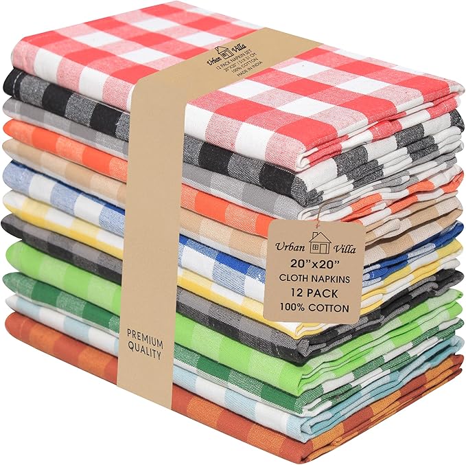 Urban Villa Cloth Napkins Cotton 12x12 (Set of 12) Multi by CottonTrends