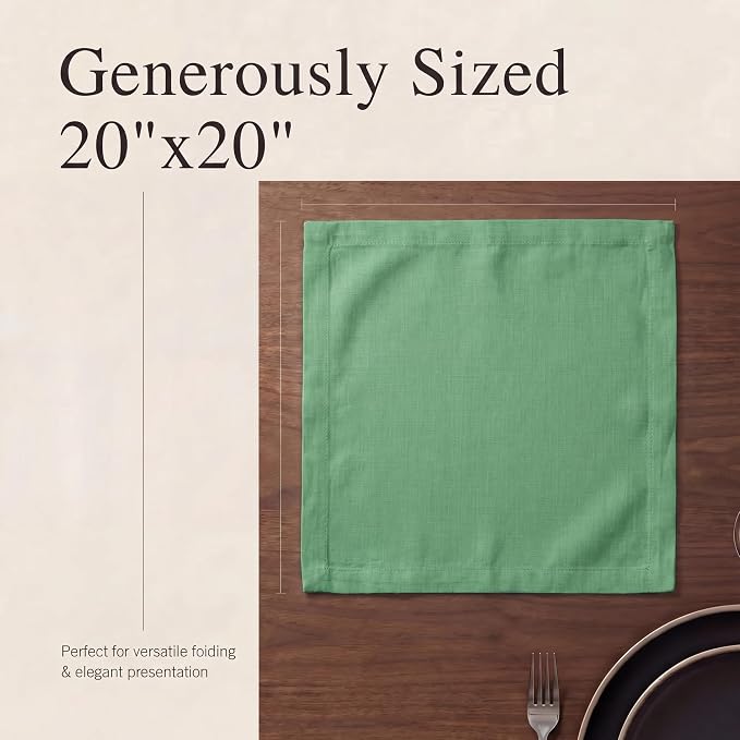 Urban Villa Cloth Napkins Cotton 20x20 (Set of 12) Geen - Image 6