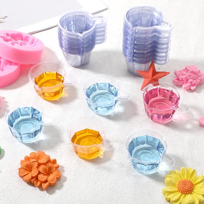150 Pcs 40ml Disposable Plastic Measuring Cups, Clear Mixing Cups Multipurpose Dispensing Cup for Paint, Stain, Jewelry Making and DIY Crafts