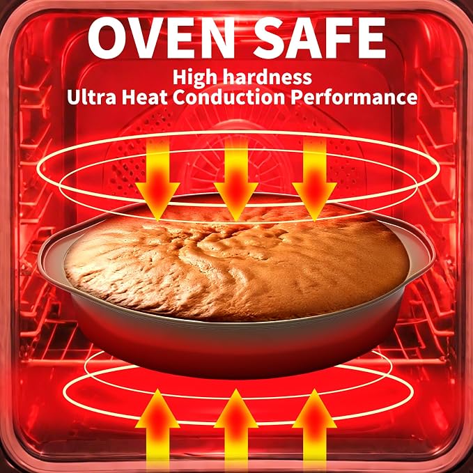 8 Inch Cake Pans, 3PCS Nonstick Round Baking Pans with 50PCS Parchment Papers, Durable Birthday Circle Cake Baking Pan with Handle for Multi-Layer Cakes, Dishwasher Safe (Gold, 8 inch) - Image 6