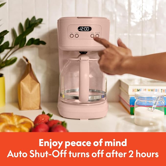 BREW 12-Cup Programmable Coffee Maker with No-Drip Glass Carafe, Blossom - Image 6