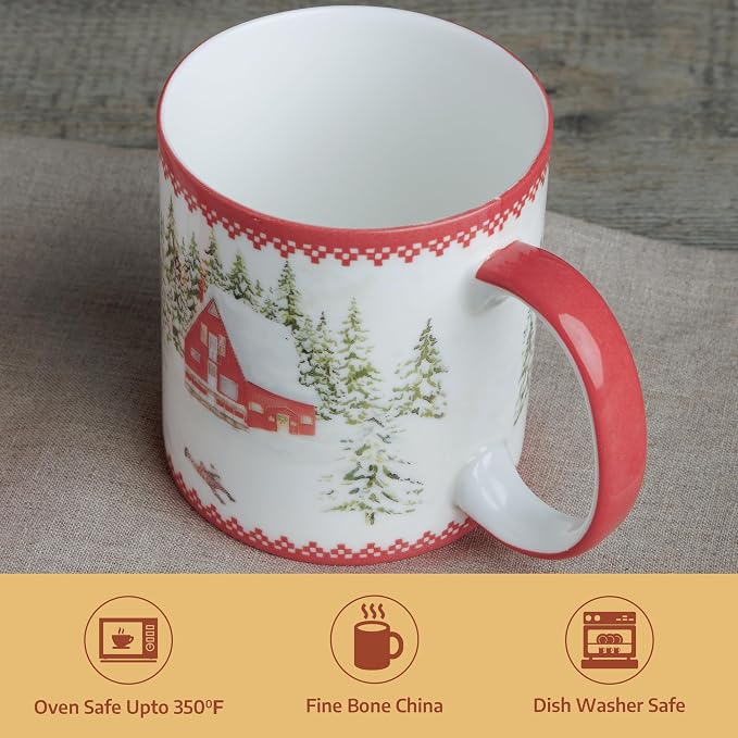 Maison d' Hermine Coffee Mug with Handles Tea Cups (12 Ounce, Pack of 1) | Fine Bone China Coffee Mugs for Hot Beverages Cappuccino Latte Home Restaurant Spring Summer -Rural Christmas - Jokkmokk - Image 7