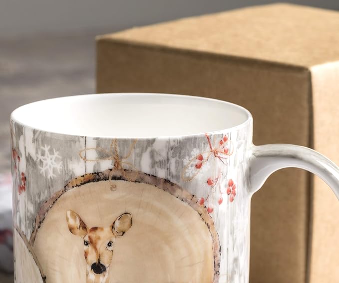 Maison d' Hermine Coffee Mug with Handles Tea Cups (12 Ounce, Pack of 1) | Fine Bone China Coffee Mugs for Hot Beverages Cappuccino Latte Home Restaurant Hotel Spring Summer -Mountain Life - Winteralp - Image 9
