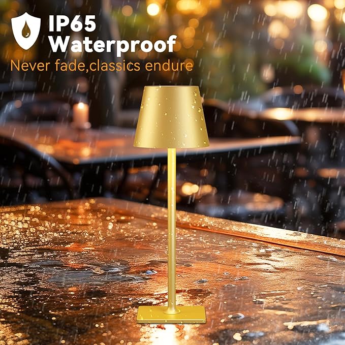 Yogaret 4 Pack Gold Rechargeable Led Cordless Table Lamps,Cordless Lamp with 6000mAh Battery Operated,Wireless Lamp for Restaurant Home Dinner Dining Kitchen Outdoor Patio,Waterproof & Portable - Image 5