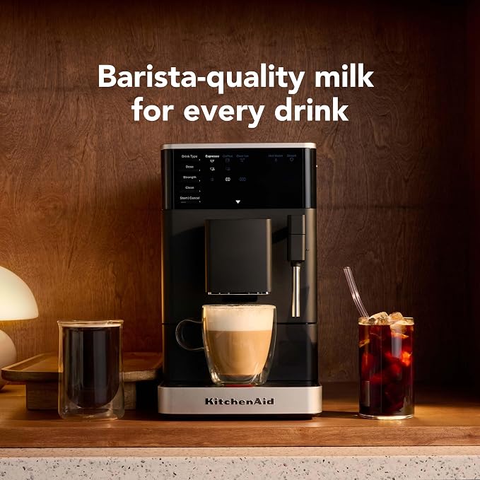 KitchenAid Fully Automatic Espresso Machine KF2 With Iced Coffee, KES8452 | 6 Hot and Iced Coffee Options, Built-In Grinder, Integrated Steam Wand for Milk Frothing, Black Matte - Image 4