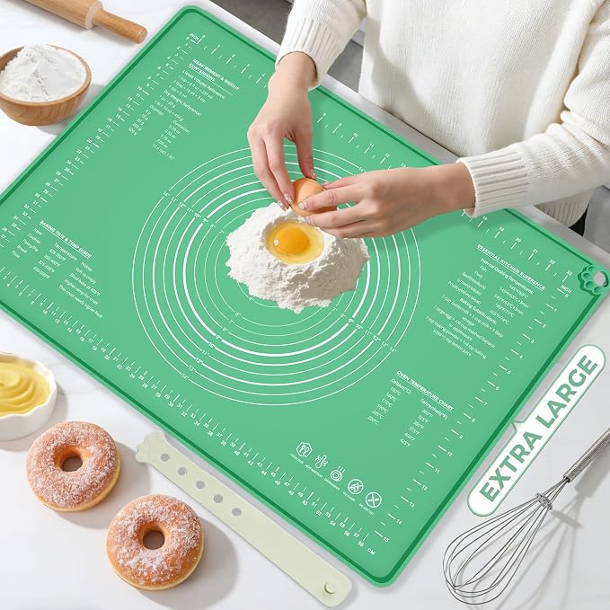 Extra Large Food Grade Platinum Silicone Pastry Mat 24 x 16, Non-Slip Non-Stick Baking Mat for Rolling Dough with 5mm Raised Edge, Measurements & Baking Guide for Bread, Pizza, Pie & Sourdough - Image 4