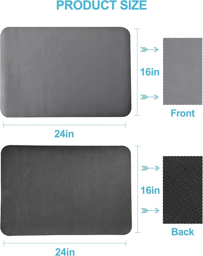 Dish Drying Mat for Kitchen Counter, 16"x24" Pad with Rubber Backed (Grey) | Hide Stain Anti Absorbent for Kitchen Counter, Non-slip Drying Mat for Coffee Machine Dish Rack - Image 7