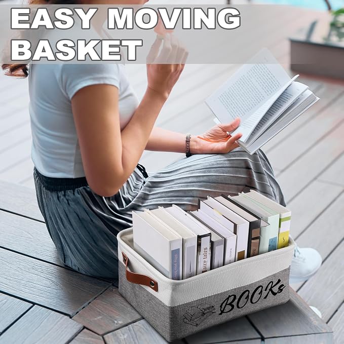 Marsui Book Lover Gifts Books themed Storage Basket Storage Bin Bookish Accessories Bookworm Gift for Club Members Student Teacher Reading Accessories - Image 6