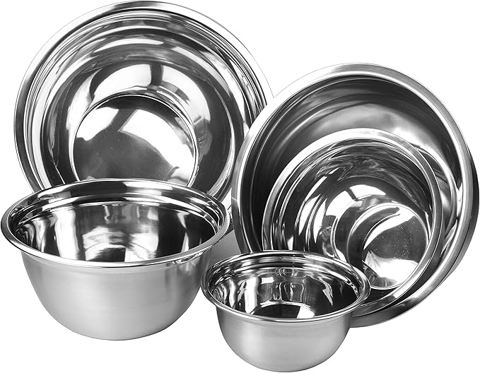 YBM HOME Stainless Steel Mixing Bowl - Premium Polished Mirror Nesting Metal Bowl for Cooking and Serving, Stackable for Convenient Storage, 0.75, 1, 1.5, 3, 5 Quarts,1167-68-69-70-71set