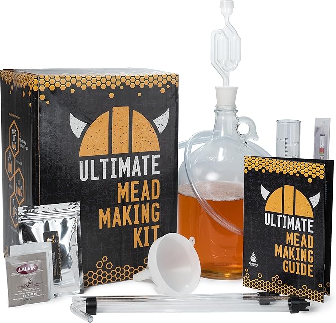 Ultimate Honey Mead Making Kit with Yeast and Starter Home Brew Accessories, Reusable, Step-by-Step Brewing Process, 1 Gallon, Made in the USA