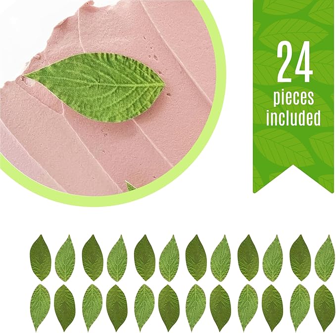 Sugar Robot - Edible Green Leaves for Decoration - Small Size - Edible leaves for cake decorating - Premium Crafted - Made in the USA Cake -Set of 24 (Green Leaves) - Image 2