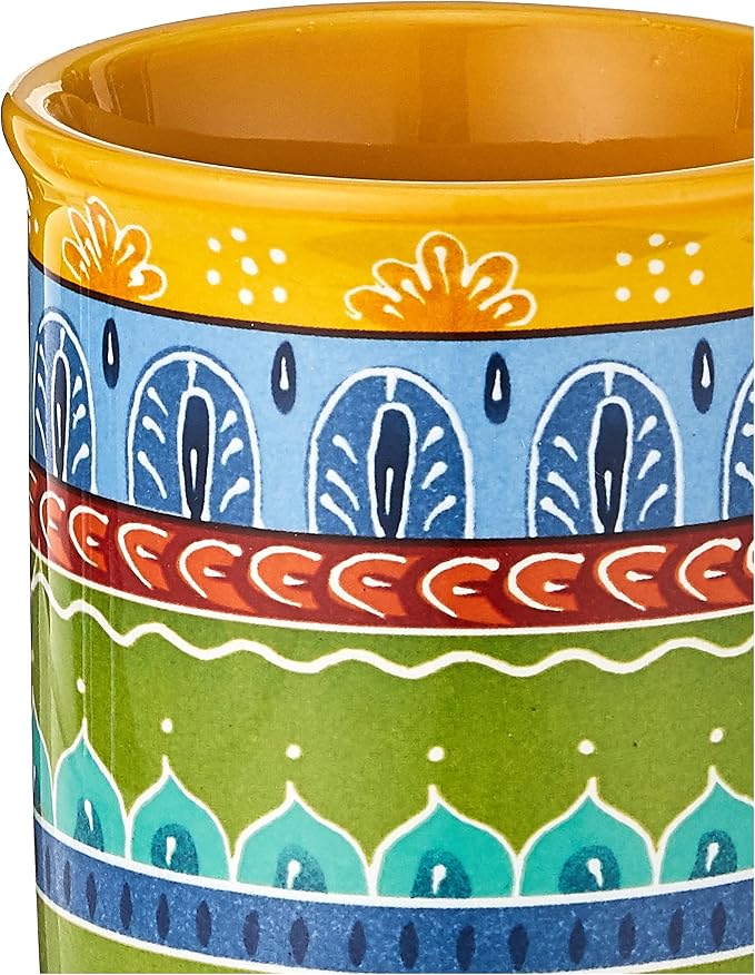 Valencia Mugs Set of 4 – 16 oz Colorful Ceramic Coffee Cups with Bold Multicolor Patterns, Microwave & Dishwasher Safe, Boho Kitchen Drinkware for Tea, Cocoa & More - Image 3