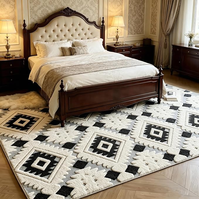 Washable Area Rug 5′3″ × 7′6″ for Living Room Bedroom Hotel, Bohemia | Soft Cozy Fluffy Mid Pile Machine Washable Non Slip Boho Modern Accent Rug for Dining Room Nursery Kids Room Dorm - Image 2