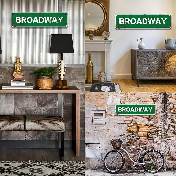 KONEDMIX Vintage Broadway Sign Wall Decor Road Street Wall Art 4X16inches | Novelty Bar Home Pub Shop Indoor Outdoor Use - Image 5