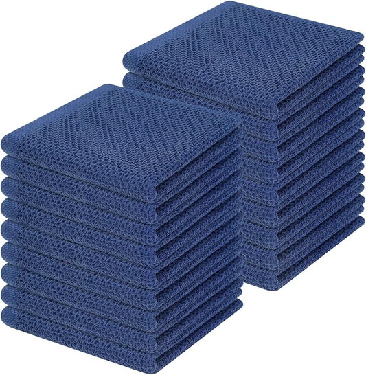 Homaxy 100% Cotton Waffle Weave Kitchen Dish Cloths 18-Pack, Navy Blue | 12 x 12 Inches, Ultra Soft Absorbent Dish Towels, Quick Drying Dish Rags with Hanging Loop by Homaxy
