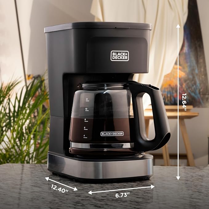BLACK+DECKER CAFÉCRAFT 12-Cup Coffee Maker, One-Switch Drip Coffeemaker with Vortex Showerhead Technology, Sneak-A-Cup, Keep Warm Function, Stainless Steel - Image 11