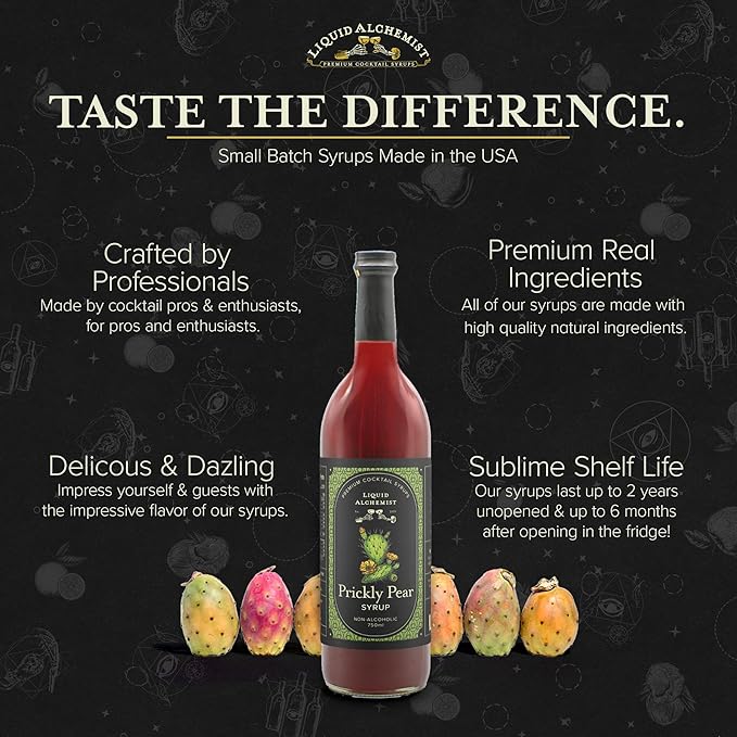 Liquid Alchemist Prickly Pear Syrup for Cocktails - Real Ingredients Make our Mixer Perfect for a Summer Cocktail and Margarita Mix - Vegan & Non-GMO (25.4 oz)