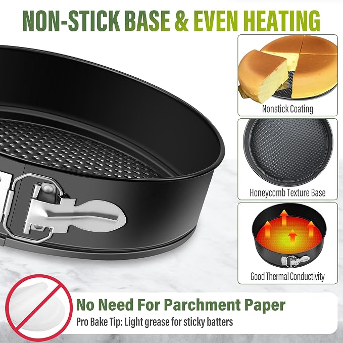 Vakoo 10 Inch Springform Pan - Nonstick, Leakproof Cheesecake Pan for Baking, Easy Release, No Parchment Paper Needed - Image 4