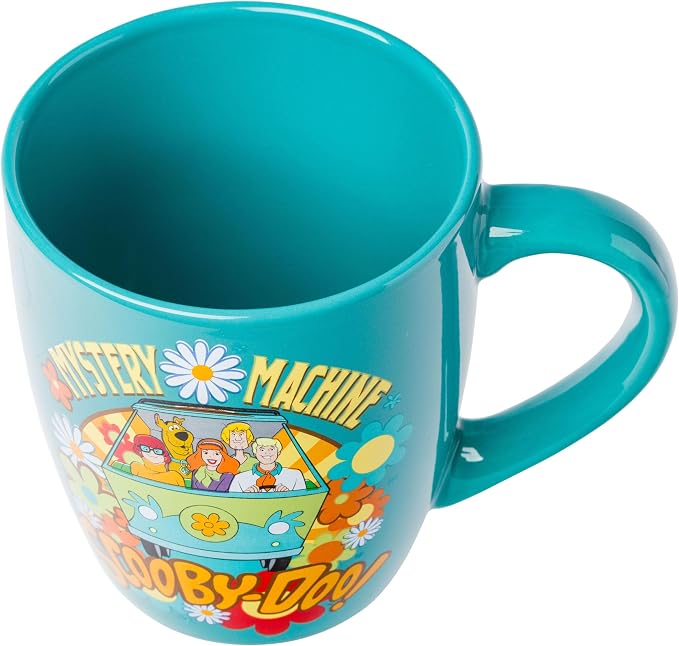 Silver Buffalo Scooby Doo Group Mystery Machine Flowers, Ceramic Mug, 25oz | Jumbo Curved, 0.74 Liters - Image 3