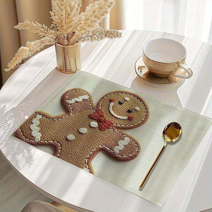 Christmas Placemats, 4Pcs Cute Washable Heat Resistant 12×18 Inch Table Mats Cute Place Mats for Party Outdoor Decoration Kitchen Dining Décor - Image 4