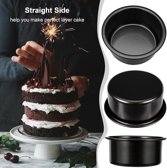 4 Inch Cake Pan, 3PCS Nonstick Small Cake Pans with 100PCS Parchment Paper | Mini Cake Pans for Christmas Birthday, Round Smash Cake Pans Tin for Layer Cakes Cheesecake, Straight Side & Dishwasher Safe - Image 9