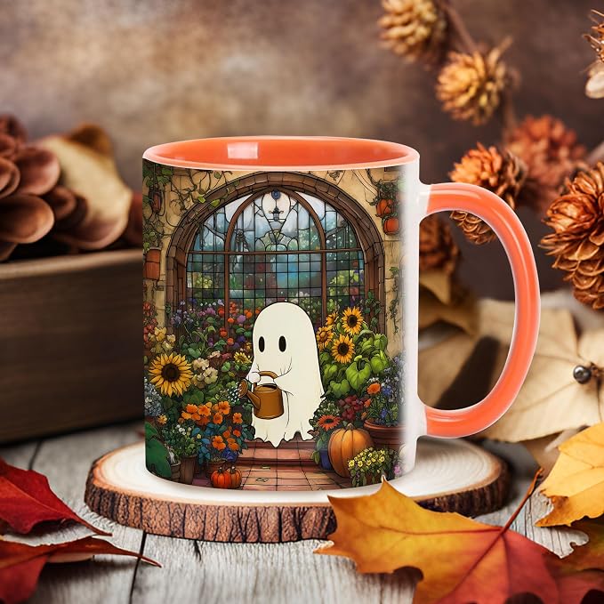 Hyturtle Cute Ghost Plant Mug Gifts For Plant Lovers on Birthday Halloween | Gardener Gift Ideas, Gardening 11oz Coffee Cup for Women, Vivid double-sided print, Comfort grip handle, Premium ceramic - Image 5