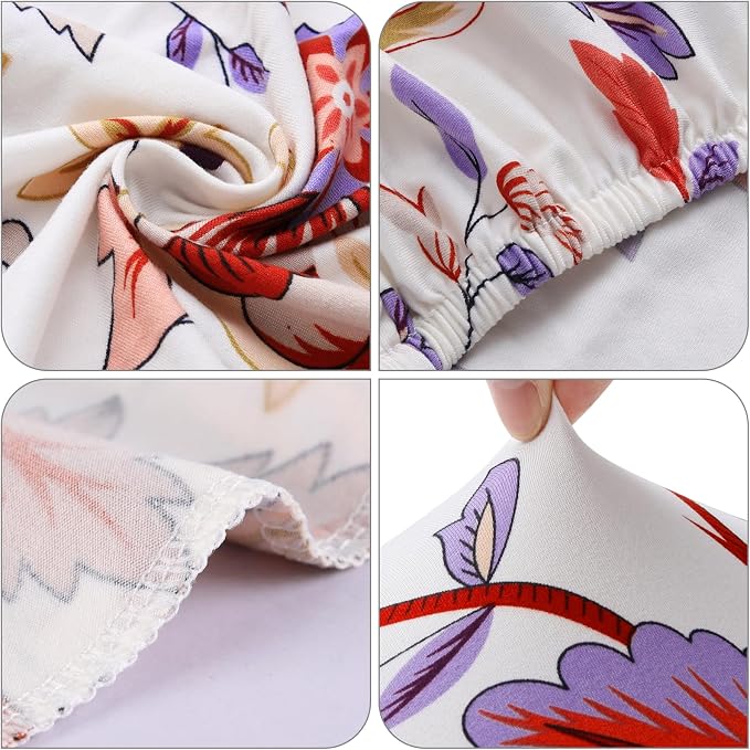 Fuloon Chair Covers for Dining Room 6 Pack, Printed Stretch Dining Slipcovers, Washable Kitchen Slip Covers for Parson Chair, Flower Cluster Printed, Set of 6 - Image 7