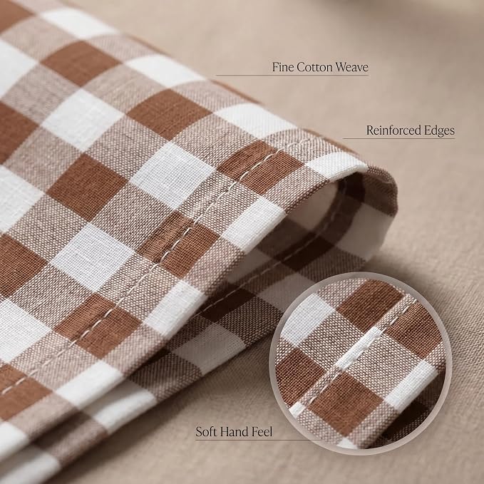 Urban Villa Cloth Napkins Cotton 20x20 (Set of 12) Taupe/Chocolate - Image 5