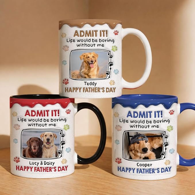 LOVELYPOD Custom Dog Dad Mug With Names and Photo, Fathers Day Gift for Dogs Dad, Fur Lovers Coffee Cup, Personalized Dog Picture Mug, Fathers Day Pet Coffee Mugs - Image 5