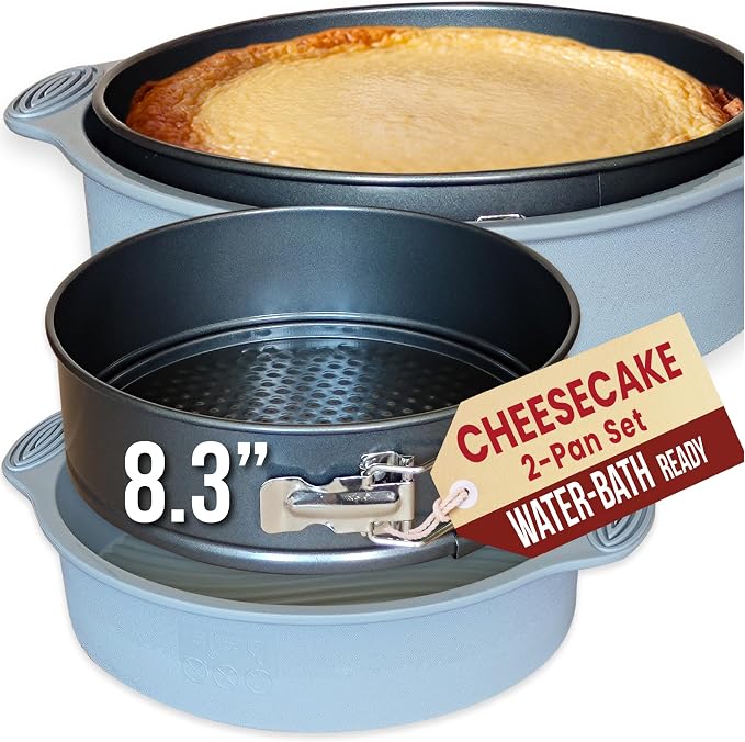 8 Inch Springform Pan for Cheesecake with Leakproof Silicone Sleeve | NONSTICK, Dishwasher Safe, No Leaks in WATER BATH, NO FOIL WRAP & Parchment Needed, Heavy-Gauge & Durable Carbon Steel 0.4 mm by PetitsDesserts
