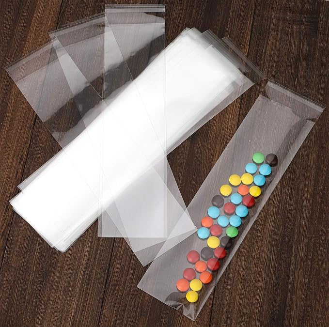 Nobranded 100 pcs Clear 3" x 11" Long Self Seal Cello Cellophane Bags Resealable Poly Bags 2.8 mils for Bakery Cookies Candles Christmas Halloween Party Decorative Pretzel Sticks - Image 2