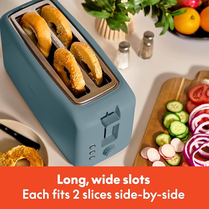 bella 4 Slice Slim Toaster, Fits-anywhere Kitchenware, 6 Setting Shade Control with Reheat & Cancel Buttons, Fits Sourdough, 10” Long Slot, Anti Jam & Auto Shutoff, 900 Watt, Surf - Image 5