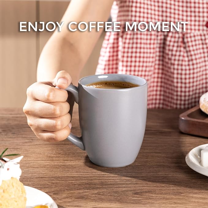 AmorArc 12 OZ Coffee Mugs, Matte Gray Coffee Cups with Large Handle for Man, Woman, Ceramic Coffee Mugs Set of 12 for Latte/Cappuccino/Cocoa/Milk, Dishwasher & Microwave Safe - Image 6