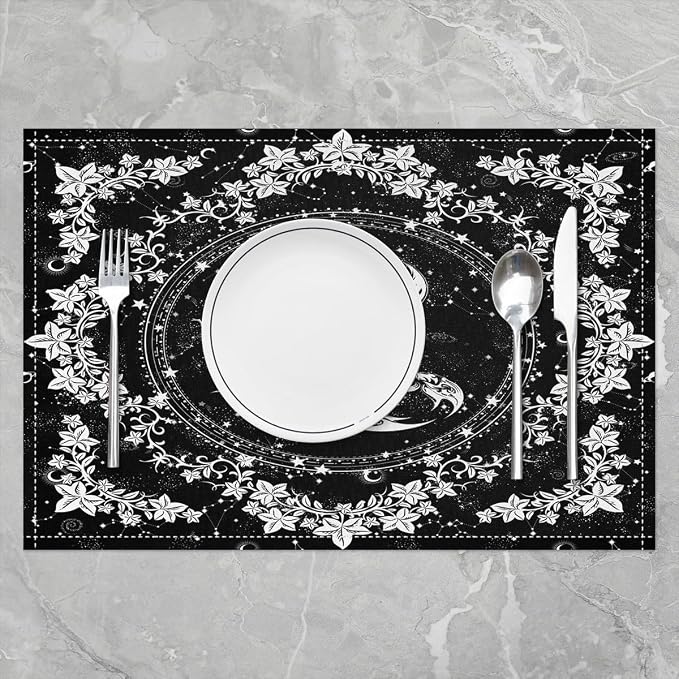 Feelyou Boho Exotic Scorpion Placemats Set of 4 for Girls 18"x12" Sun Moon Scorpio Placemat for Kitchen Dining Table Decor Indoor Outdoorative Bohemian Animals Theme Table Place Mats, Galaxy Floral - Image 2