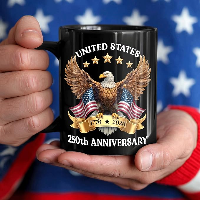 Hyturtle 250th Anniversary of America Coffee Mug, US Eagle 1776-2026 Gifts | 250th Anniversary USA Mug Gifts for Men, Women, American Flag Patriotic Keepsake, American USA Flag Black Coffee Tea Cup - Image 4