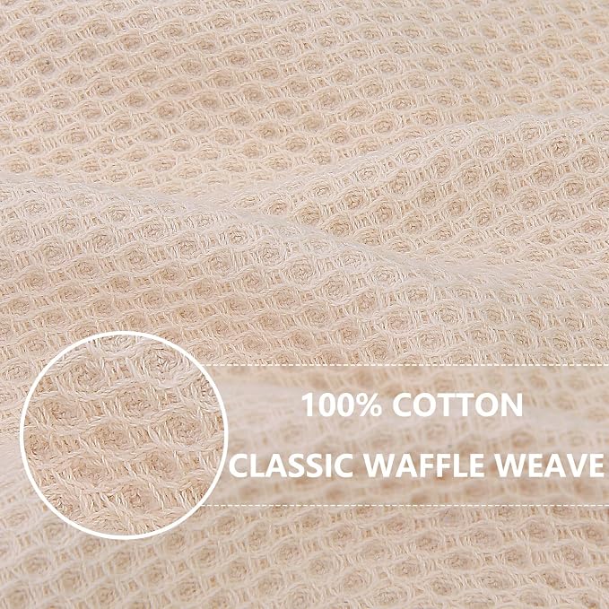 Homaxy 100% Cotton Waffle Weave Kitchen Dish Towels 24-Pack, Beige | 13 x 28 Inches, Ultra Soft Absorbent Dish Towels, Quick Drying Cleaning Towels - Image 2
