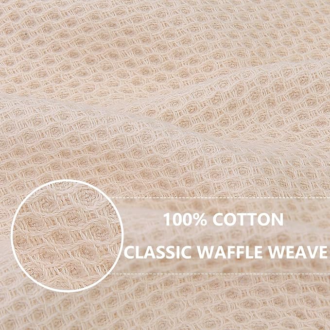 Homaxy 100% Cotton Waffle Weave Kitchen Dish Towels 18-Pack, Beige | 13 x 28 Inches, Ultra Soft Absorbent Dish Towels, Quick Drying Cleaning Towels - Image 2
