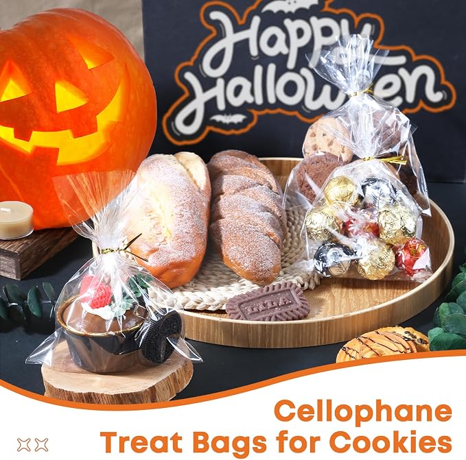 SUREHOME Cellophane Treat Bags 5x7 In 100 Pcs Individual Cookie Bags Small Plastic Clear Gift Bag with Ties for Gift Giving Birthday Party Favors Candy Snack Dessert Baked Goods Packaging - Image 4