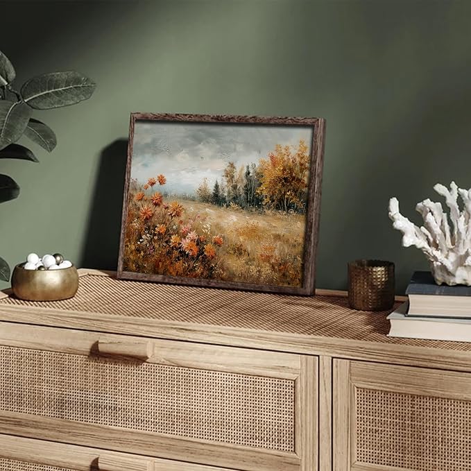 XOCUUI Unframed Canvas Wall Art Vintage Decor, Landscape Wall Art, Meadow with Flowers Art, Modern Farmhouse Decor, Cottagecore Bedroom Bathroom Office Decorations, 11"x14" - Image 6