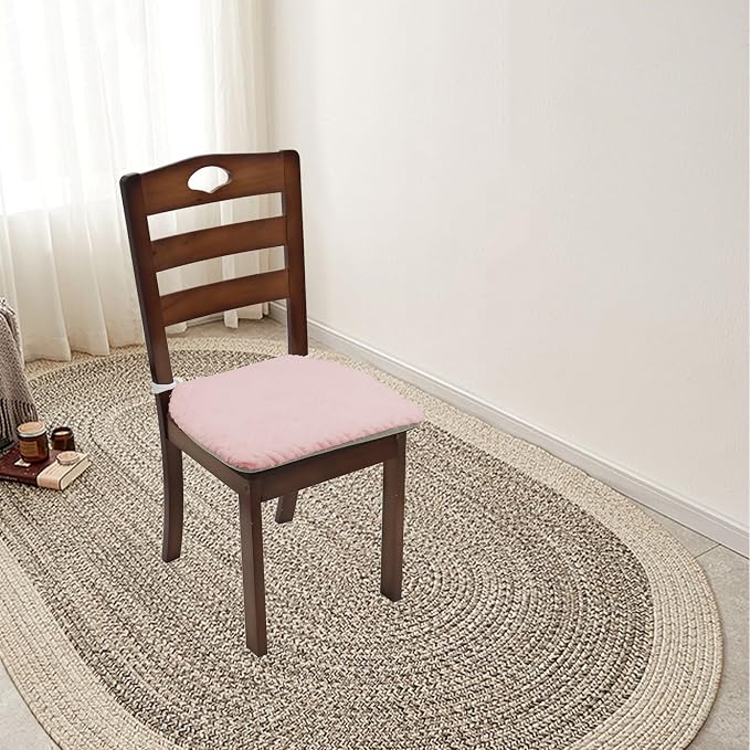 Plush Chair Cushion, Oval Chair Cushion Pad,Ultra Soft Nonslip Seat Pad,Comfortable Chair Cushion Cover,2PCS Memory Foam Chair Seat Cushion for Home Office Kitchen Dining Chairs Hot Pink - Image 7
