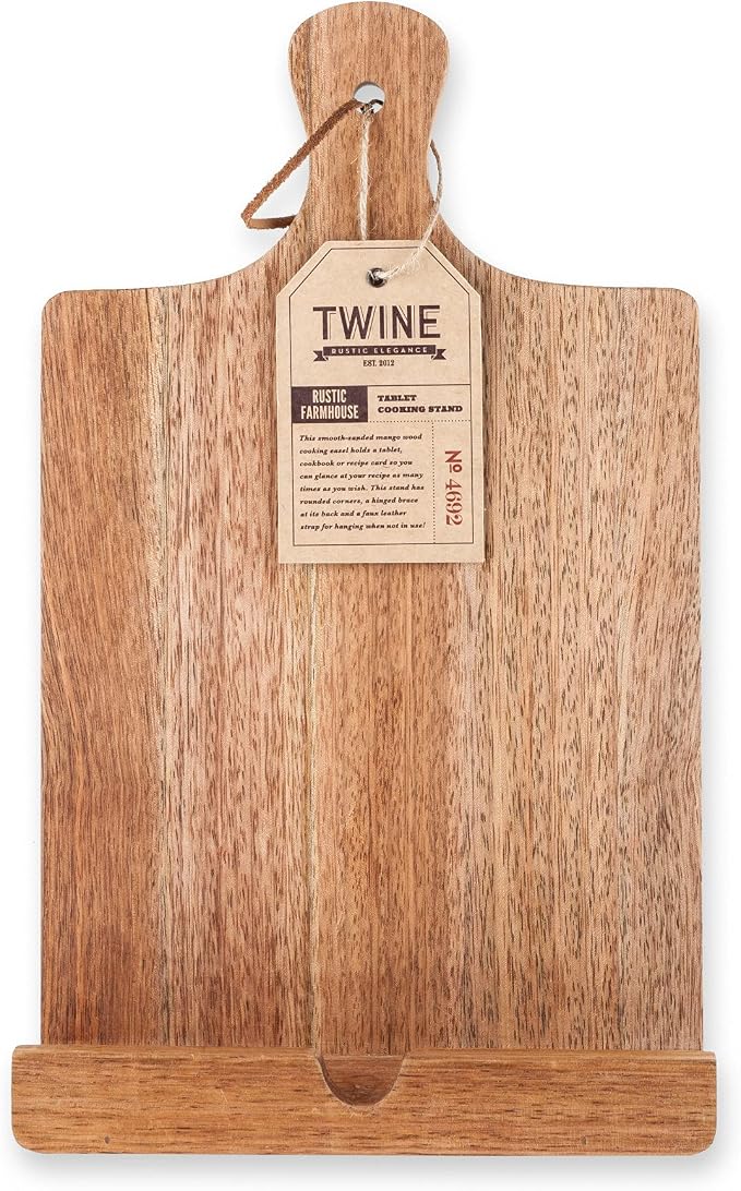 Twine Cookbook Stand, Acacia Wood Tablet Stand, Recipe Book Holder, Rustic Kitchen Decor Countertop Display, Acacia Wood, Set of 1 - Image 7