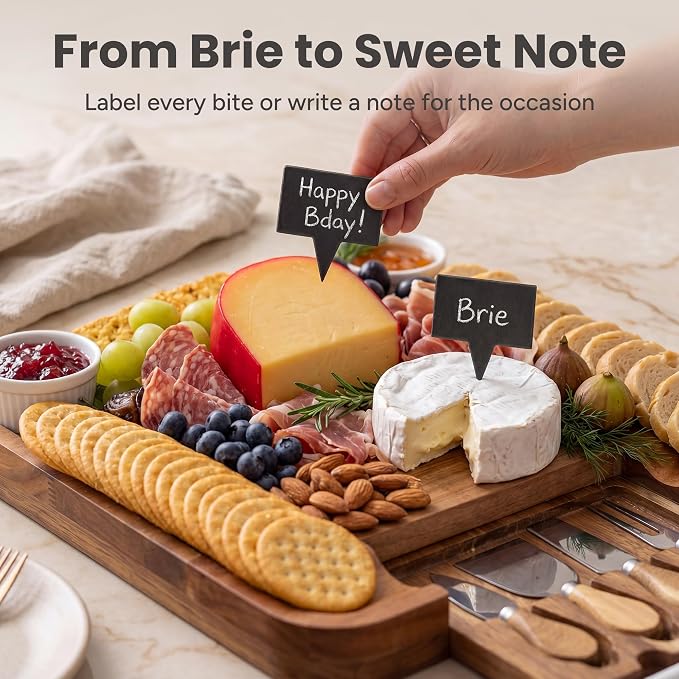 SMIRLY Charcuterie Board Set with Serving Accessories, Acacia | Serving Board Gift for Housewarmings, Weddings and Birthdays, Great for Hosting parties, Wine Nights and Celebrations - Image 3