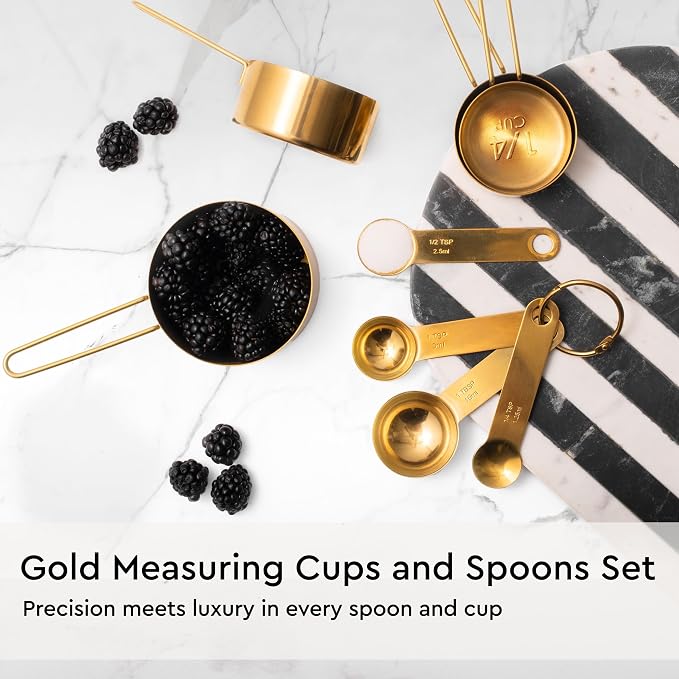 Black and Gold Kitchen Utensils Set - 19-PC Set Includes Stainless Steel and Silicone Cooking Utensils, Measuring Cups and Spoons - Black and Gold Kitchen Accessories for Stylish Cooking & Serving | Silicone Cooking Utensils, Measuring Cups and Spoons ... - Image 3