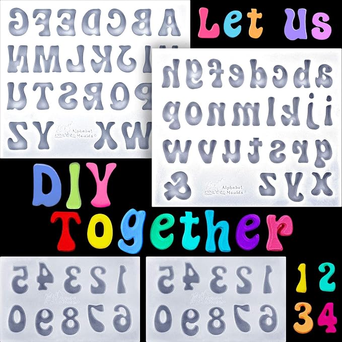 Patelai 4 Pcs Silicone letter molds for chocolate Letter Numbers Molds valentines Day DIY Non stick and Easy to Release 0-9 Number and 26 for Baking Desserts Cake Party Favors(0.7 Inch,Transparent) by Patelai