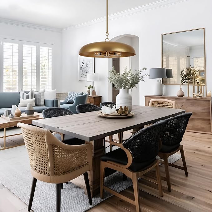 LamQee 20 Inch Oversized Large Pendant Lights, 3-Lights Brushed Gold Modern Dome Chandelier, Farmhouse Metal Pendant Lighting Fixture Ceiling Hanging for Kitchen Island, Dining Room Over Table, Bar - Image 2